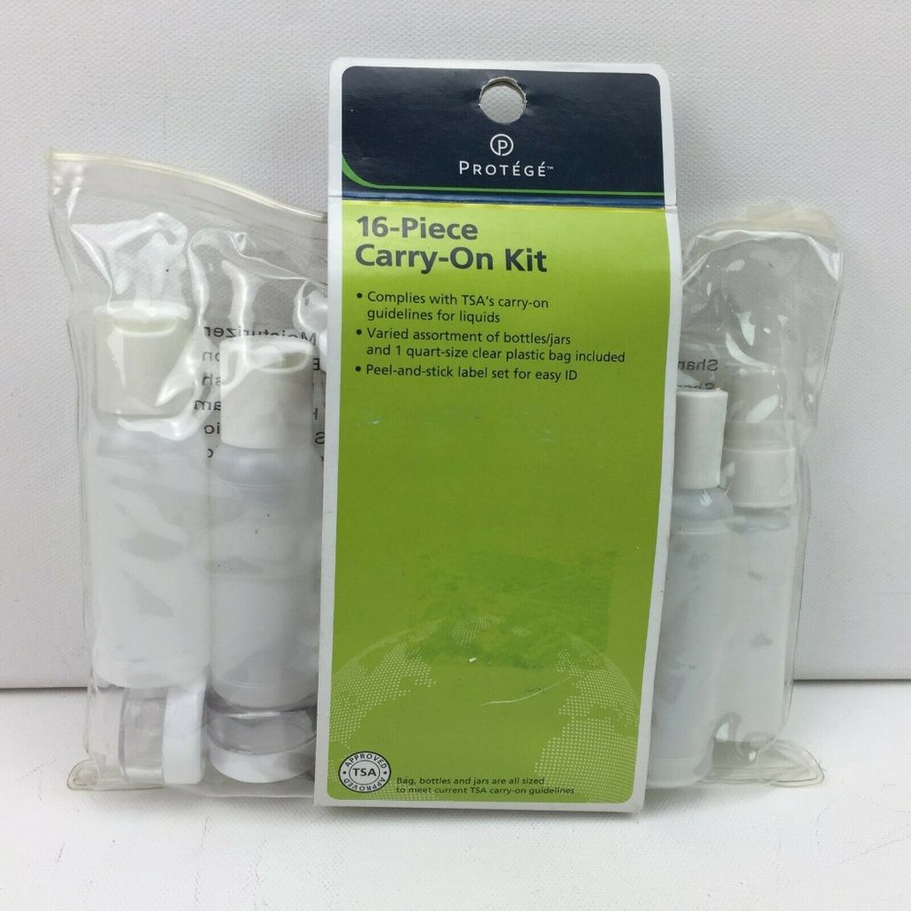 Protege 16 Piece Bottle and Jar Travel Carry-On Kit TSA Approved Size